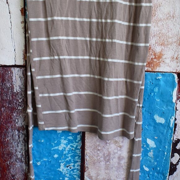 Women's Loila Dress Striped 3/4 Sleeve Crew Neck Belted SMALL Brown - Picture 5 of 13